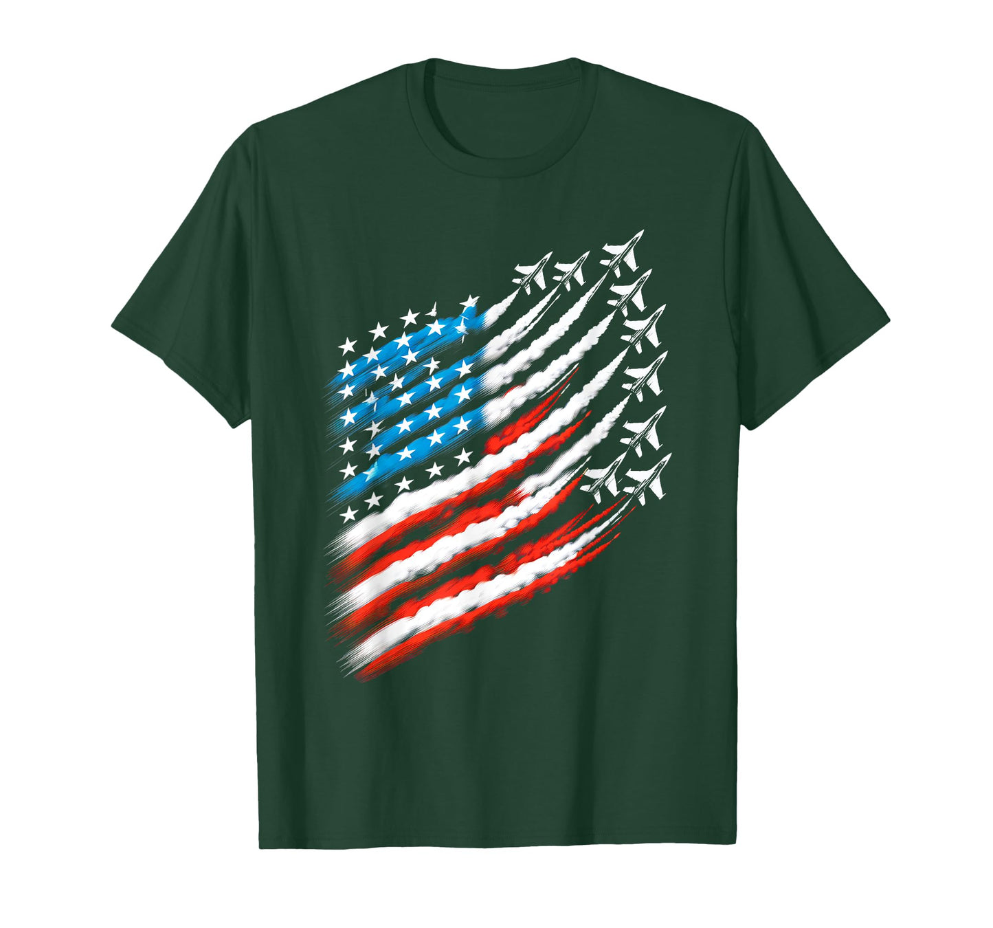 American Patriotic Fighter Jets USA Flag Waving 4th of July Women Men T-Shirt