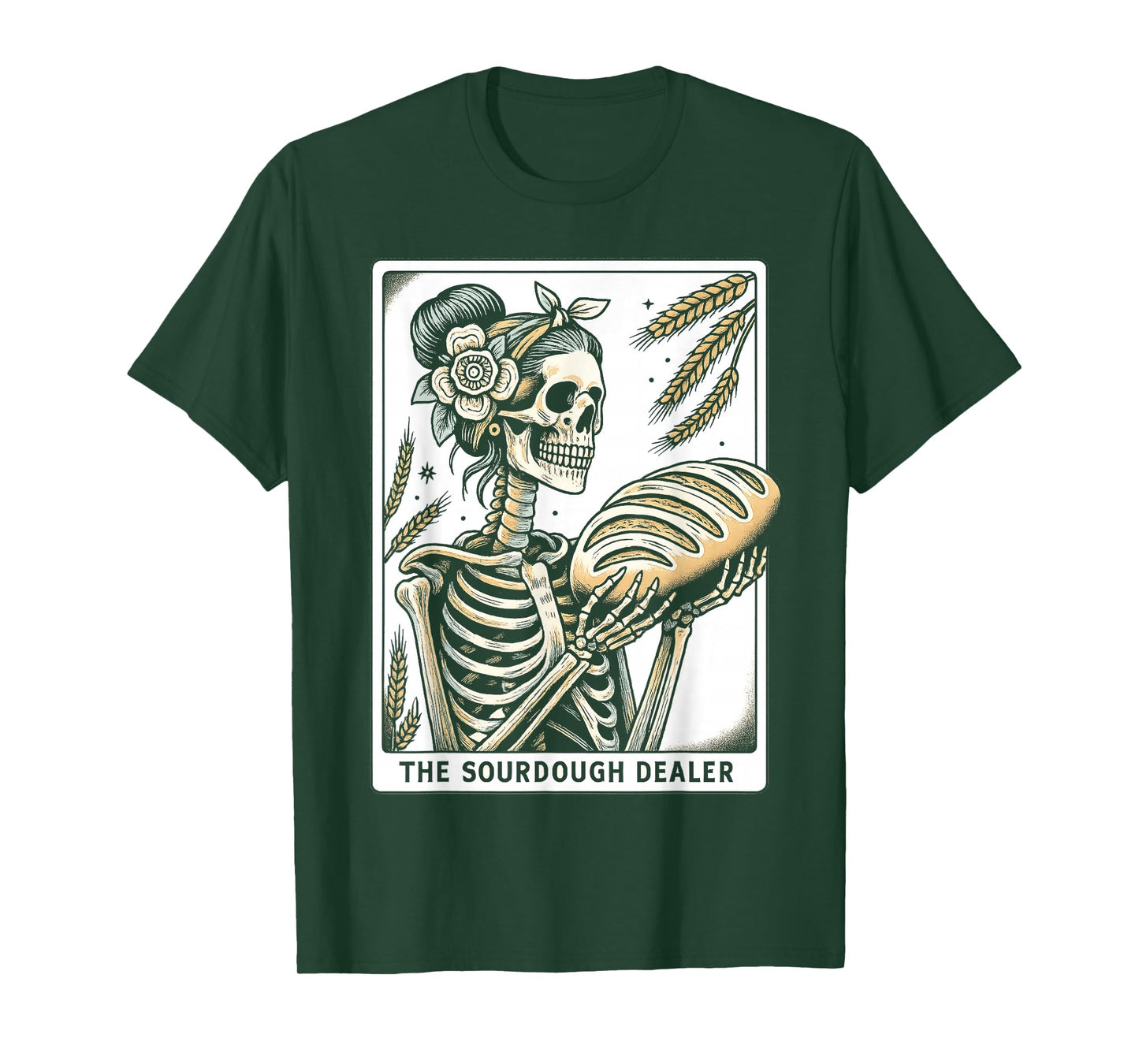Sourdough Bread Skeleton Tarot Card Homemaker Baking Art T-Shirt