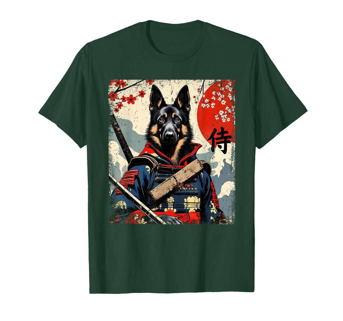 Japanese Samurai German Shepherd Kawaii Ukiyo-e Ninja Dog T-Shirt