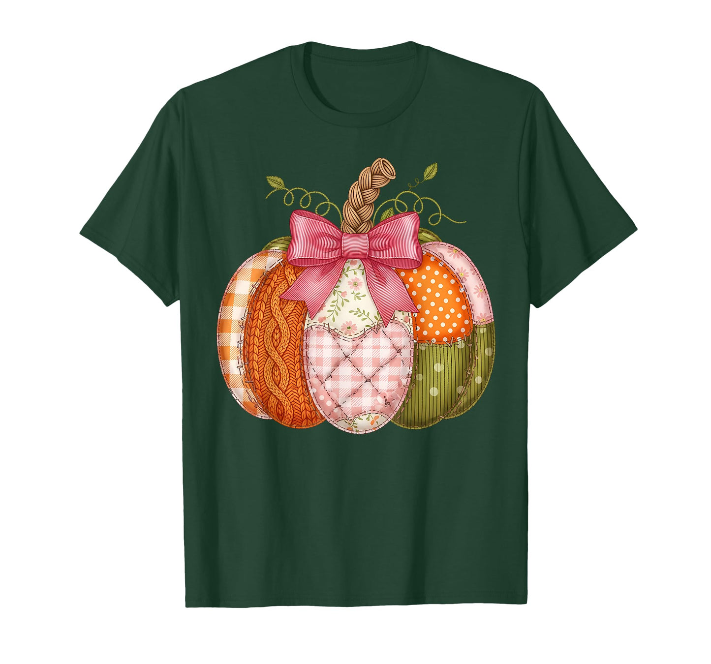 Pumpkin Patchwork Retro Boho Floral Fall T-Shirt