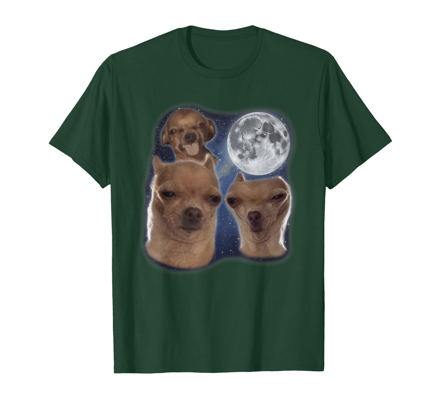Goofy Ahh Dog Moon 3 Howling At Moon Funny Weird Cursed T-Shirt