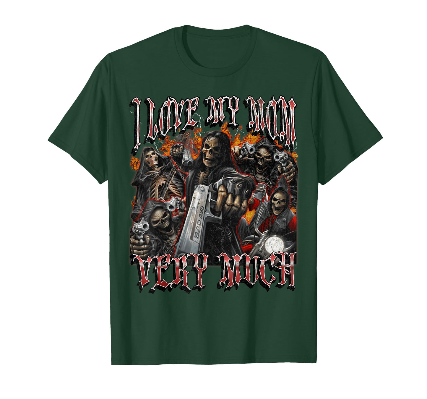 I Love My Mom Very Much Funny Hard Skeleton Meme Bootleg T-Shirt