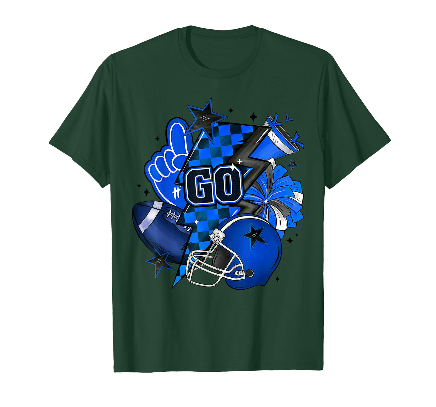 Game Day Cheer Blue Coquette Bow Touchdown Season Football T-Shirt