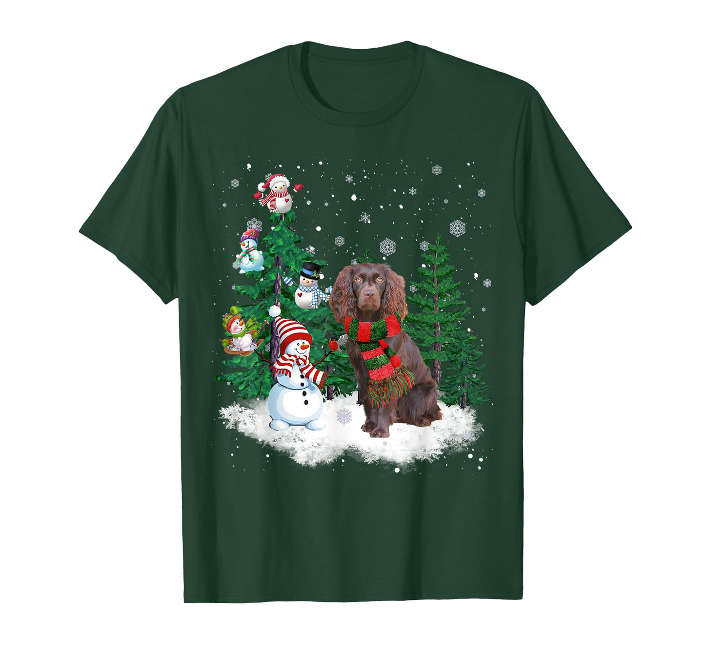 Boykin Spaniel Dog Christmas Snowman Xmas Tree Pajama T-Shirt