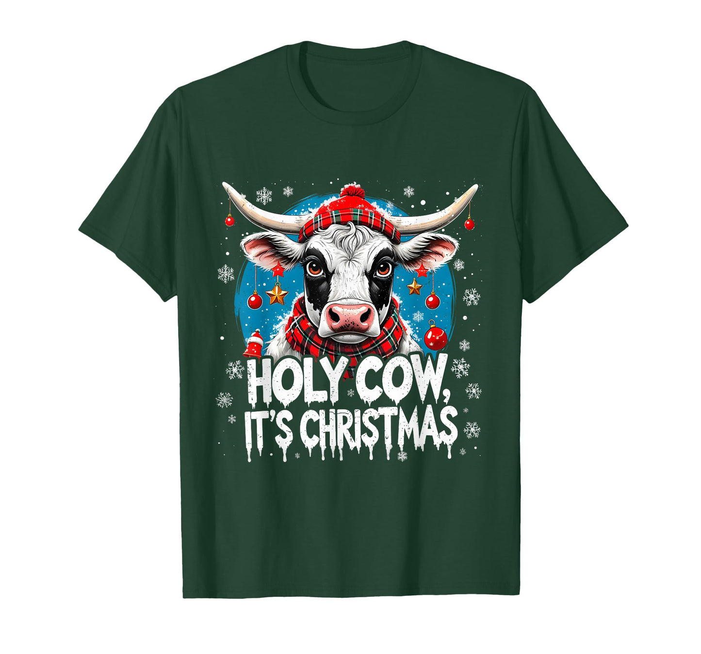Holy Cow It’s Christmas Funny Farm Holiday Design T-Shirt