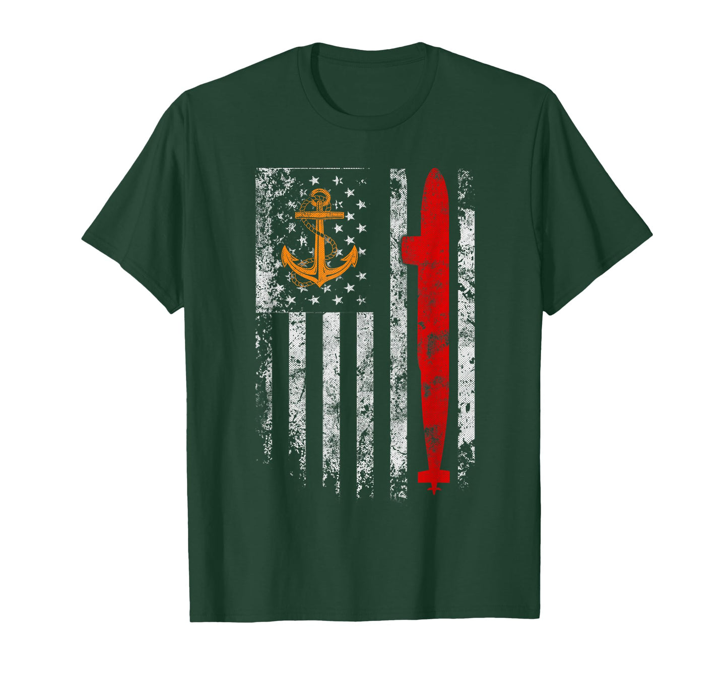 U.S Submarine Silent Service Veteran American Flag Vintage T-Shirt