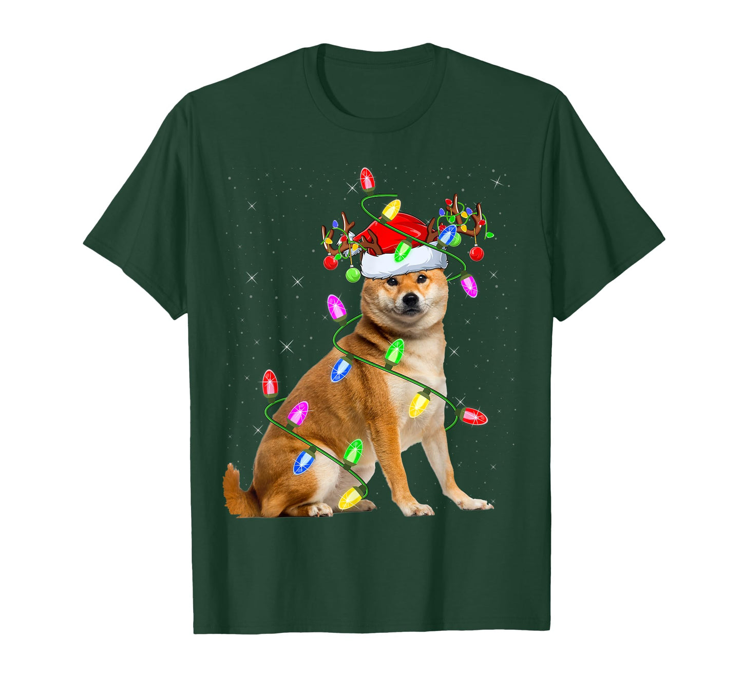 Shiba Inu Dog Lover Xmas Lighting Santa Shiba Inu Christmas T-Shirt