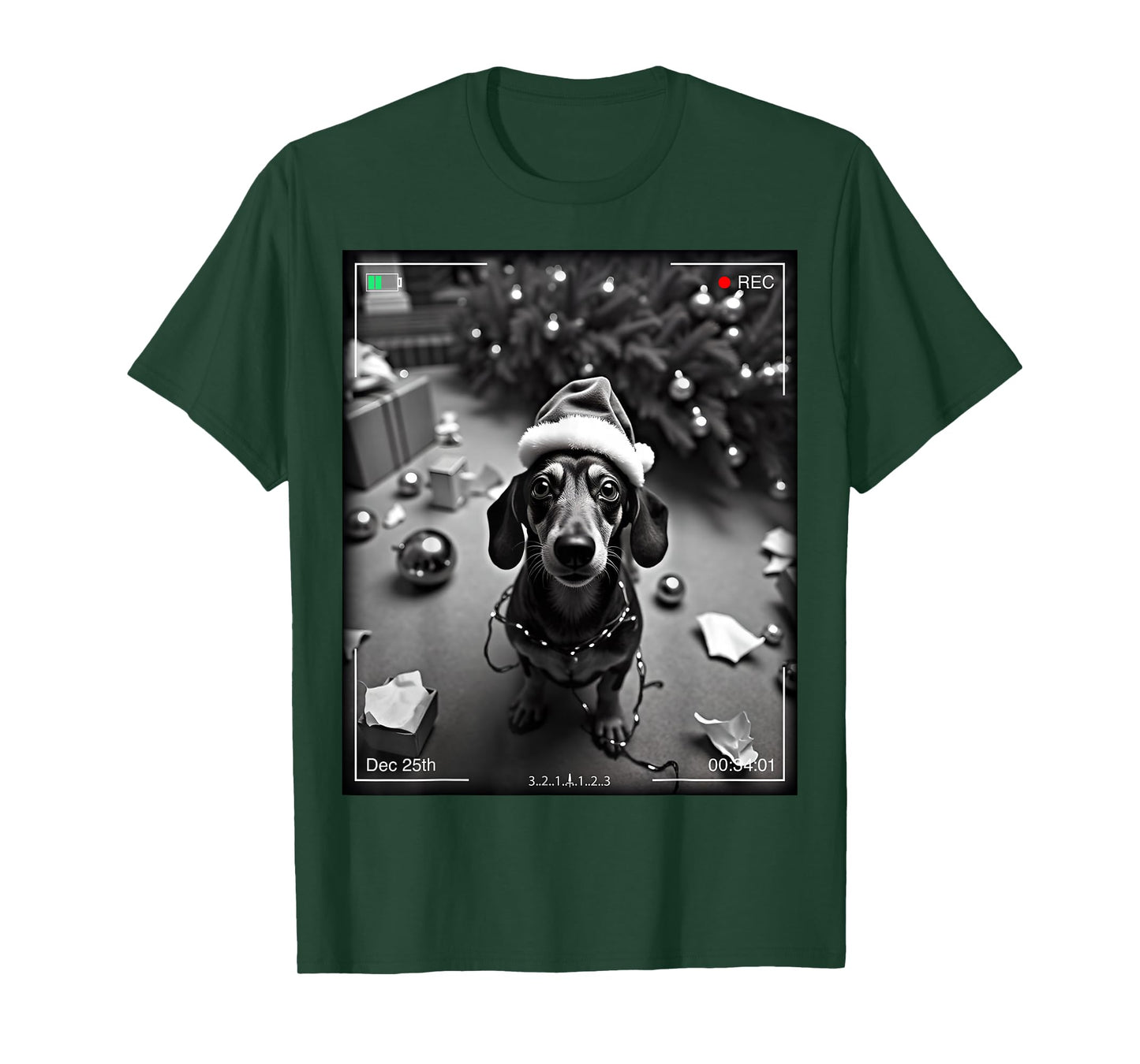 Christmas Dachshund Caught On Camera T-Shirt