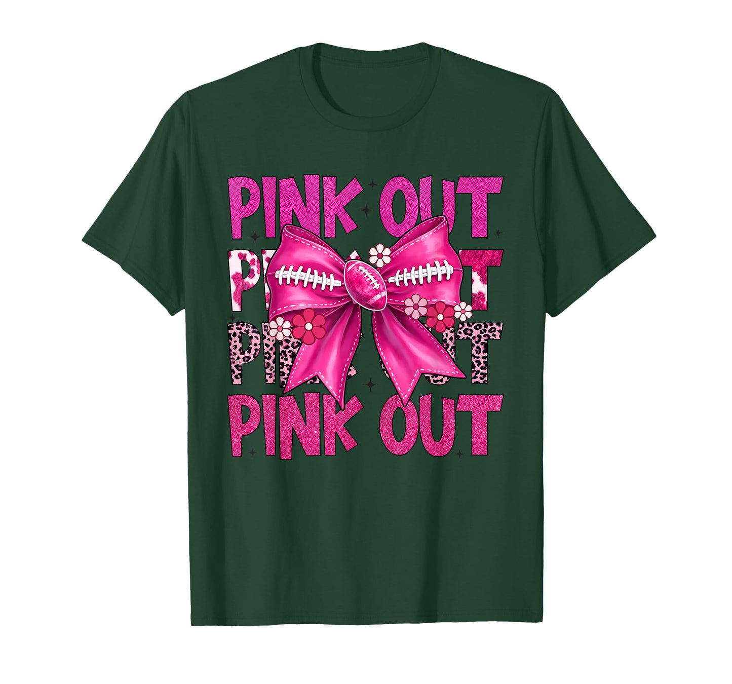 Pink Out Football Shirt with Bow for Women Girls T-Shirt