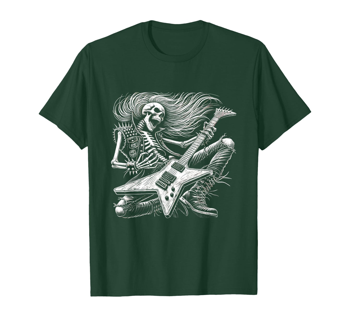 Skeleton Playing Guitar Music Gifts For Men Women Rock Band T-Shirt