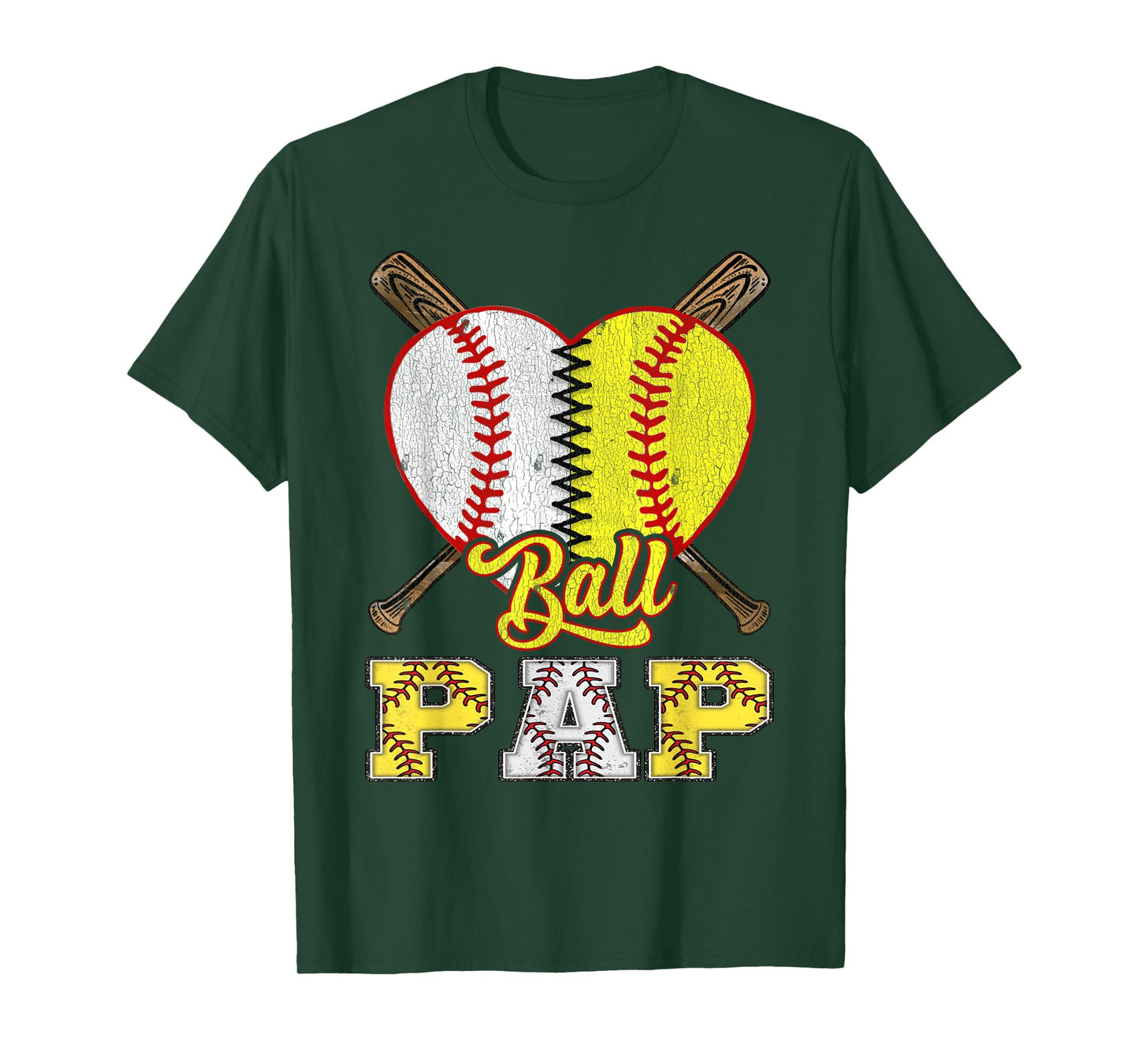 Pap Of Both Ball Pap Half Baseball Softball T-Shirt