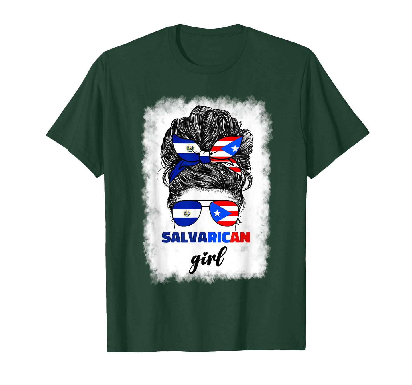 Half Salvadorian And Puerto Rican Rico El Salvador Flag Gril T-Shirt