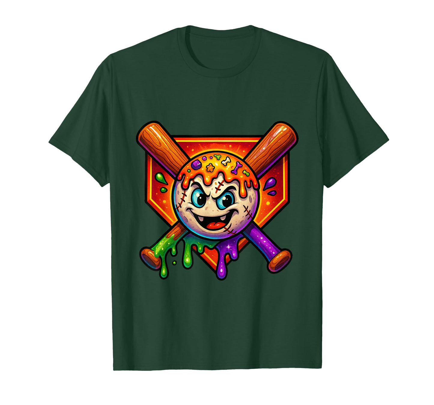 Halloween Drip Baseball Costume Scary Ice Cream Ball Men Kid T-Shirt
