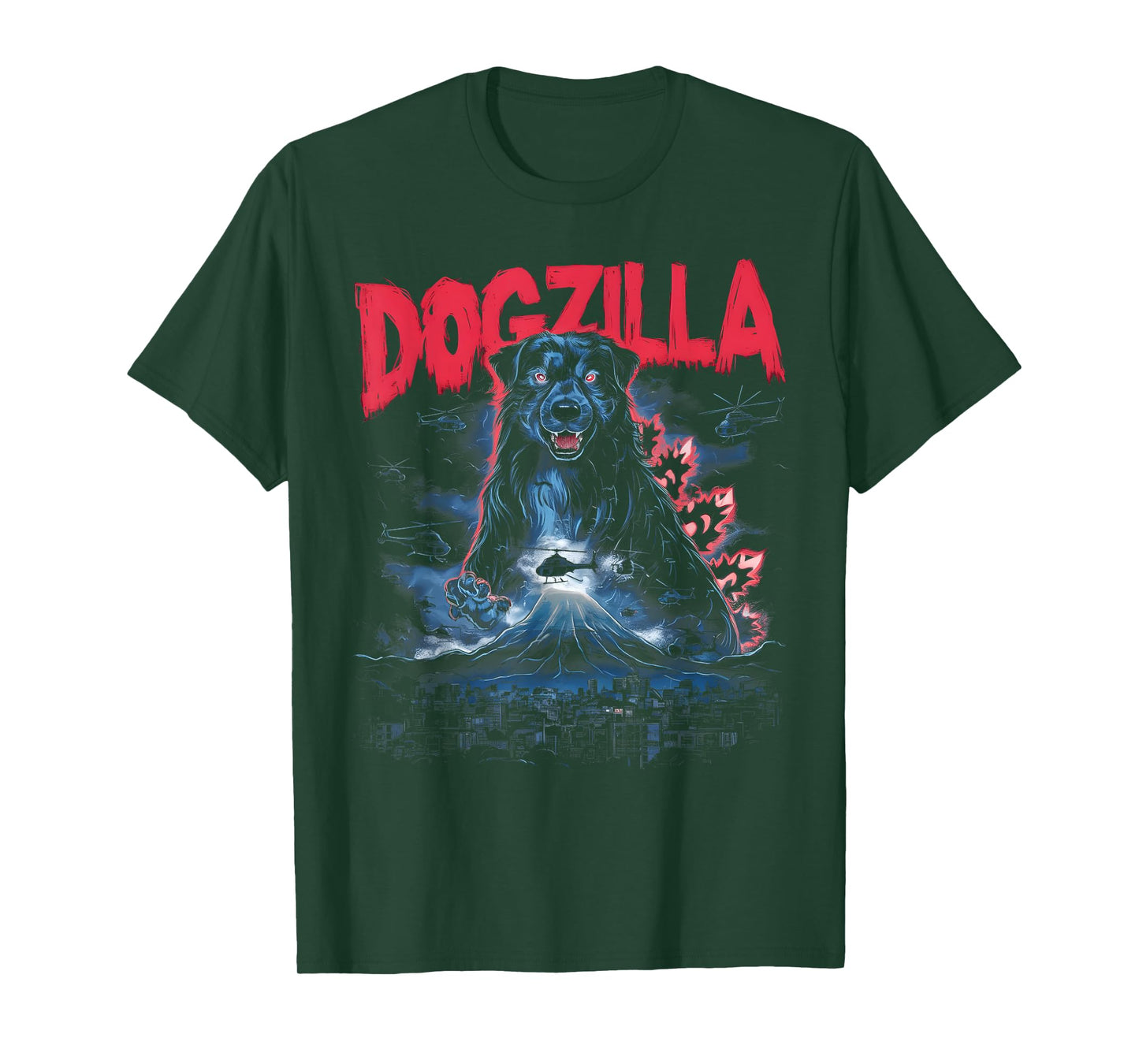 Dogzilla Funny Giant Australian Shepherd Dog graphic art T-Shirt