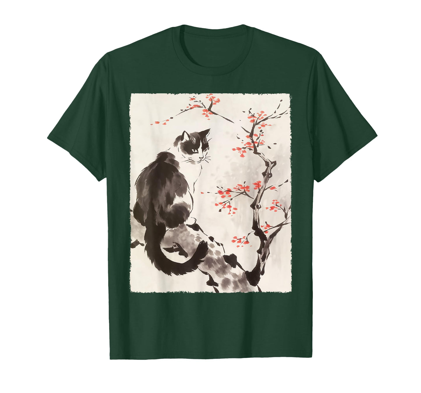 Cat Japanese Art Sakura Cherry Blossom Gifts For Men Women T-Shirt