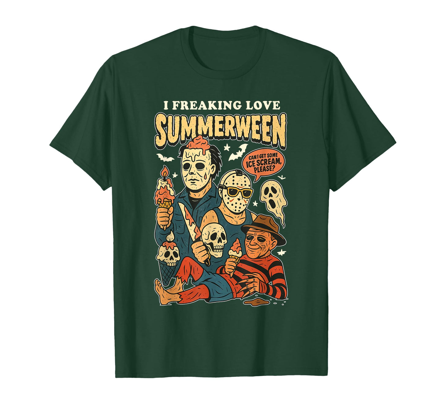 Vintage I Freaking Love Summerween Horror Halloween Summer T-Shirt