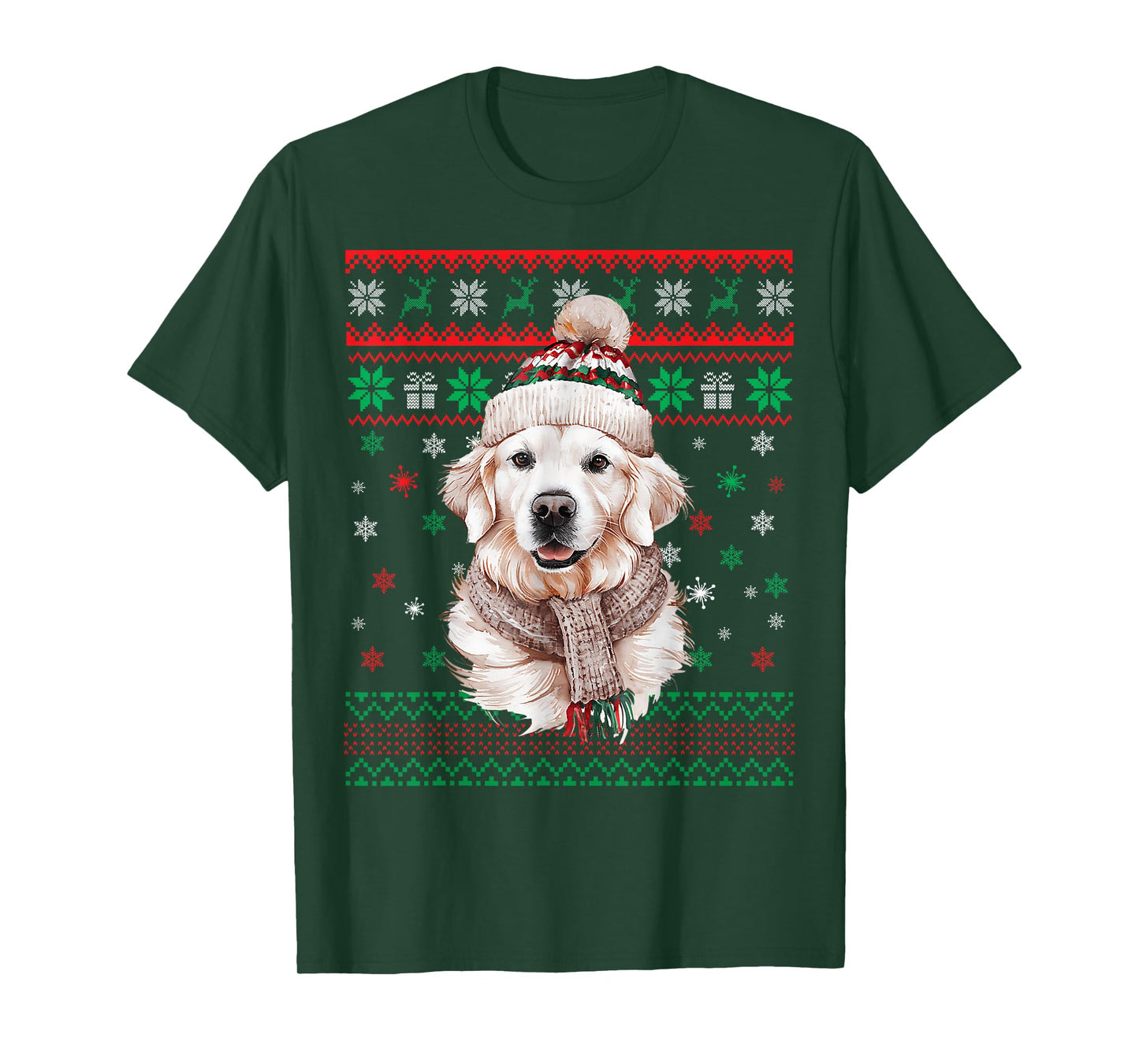 White English Cream Golden Retriever Mom Dog Puppy Christmas Men Women Kids T-Shirt