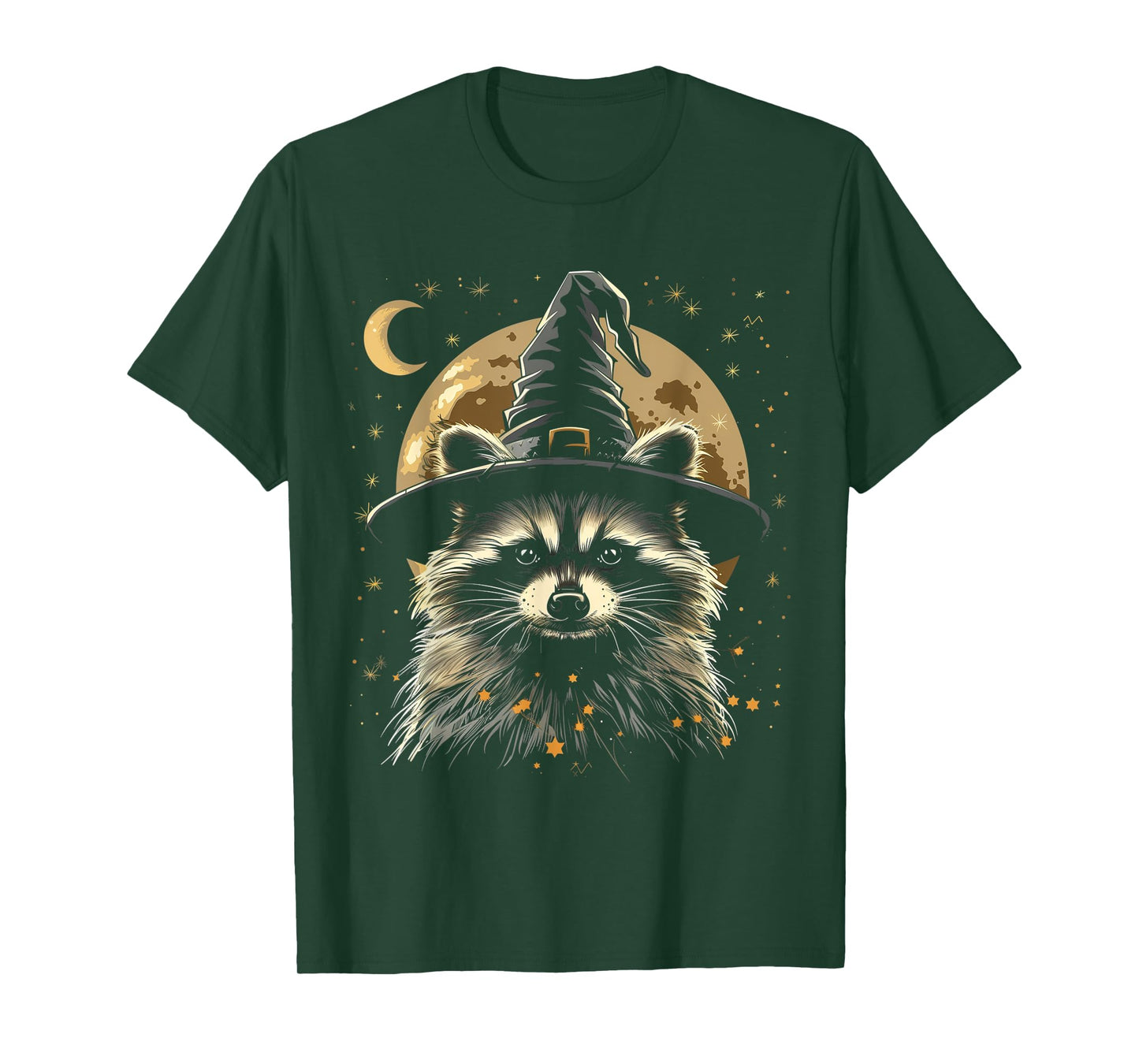 Raccoon Halloween Wizard Hat Funny Cute Witch Costume T-Shirt