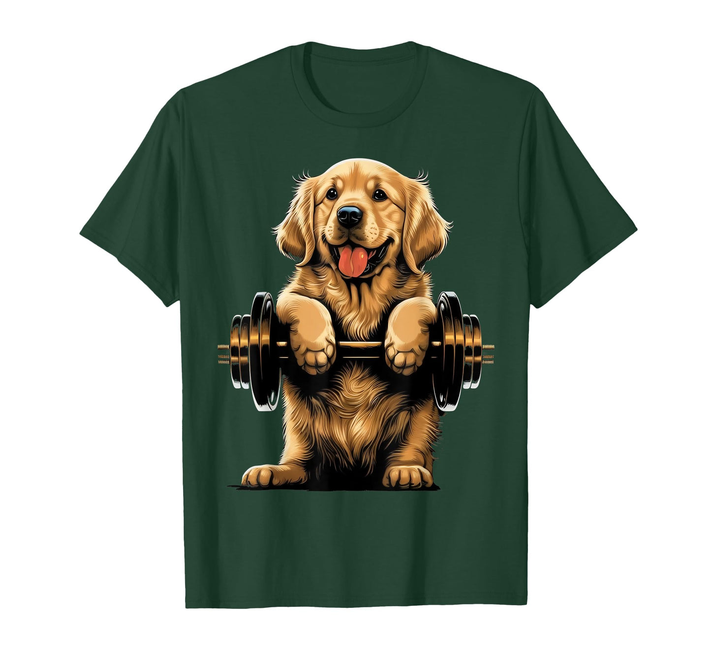 Goldie Weightlifting Dog Funny Fitness Gym Golden Retriever Men Women Kids T-Shirt