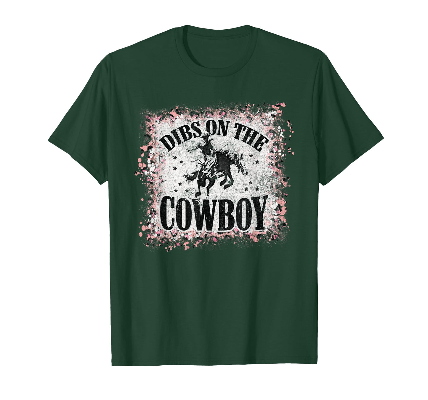 Vintage Leopard Bleached Dibs On The Cowboy Riding Horse T-Shirt