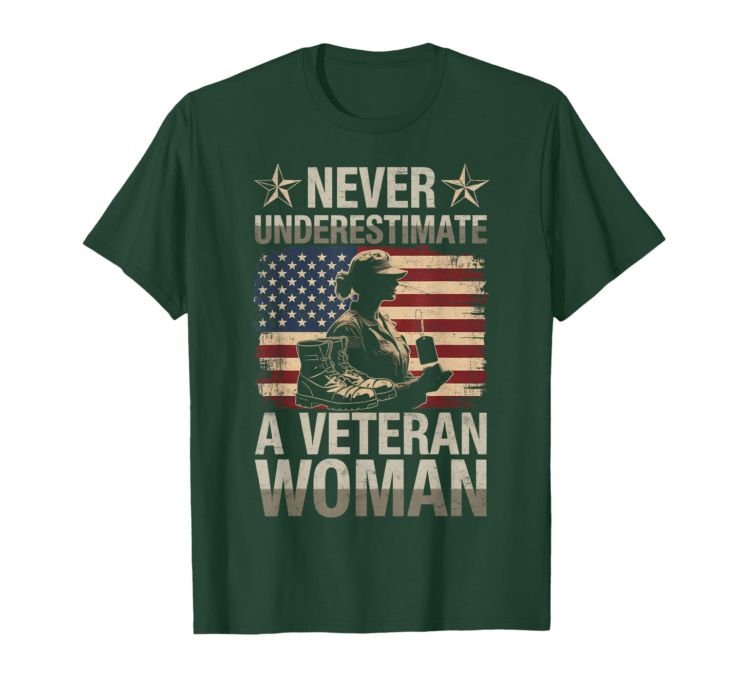 Veteran Woman USA American Patriotic US Veteran T-Shirt