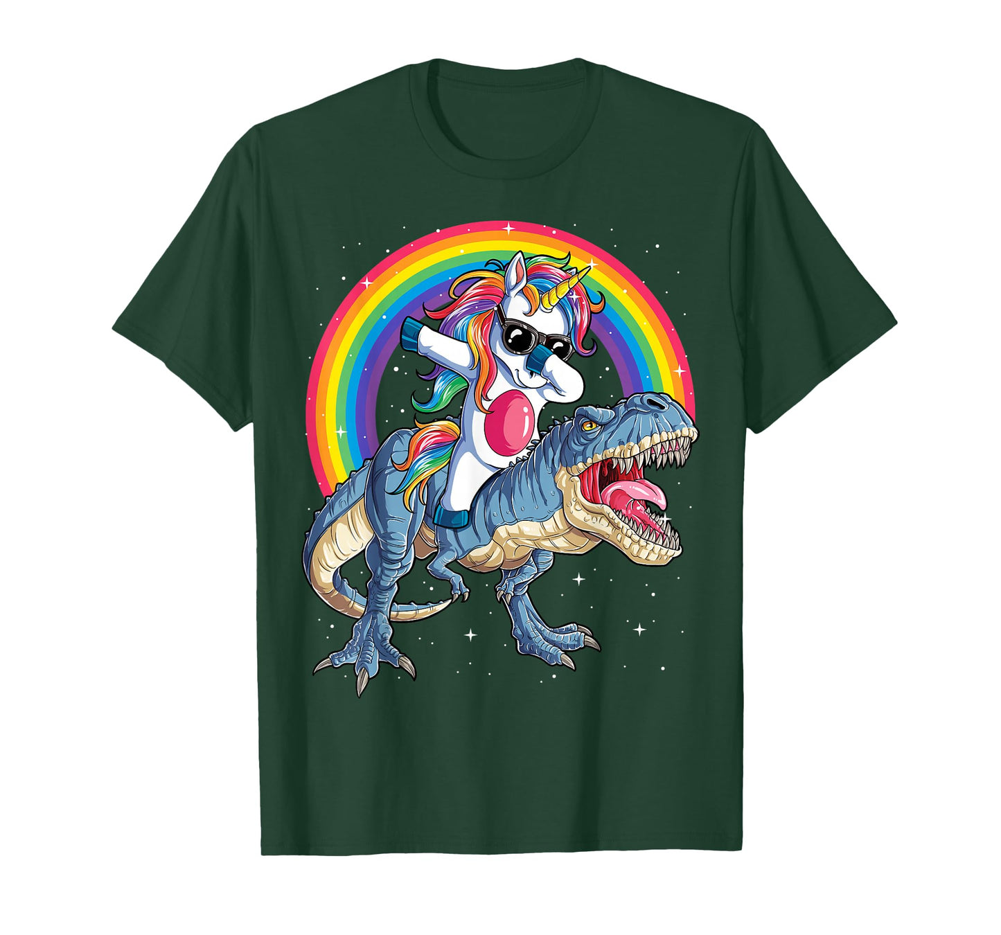 Dabbing Unicorn Dinosaur T-rex Boys Girls Rainbow Galaxy T-Shirt