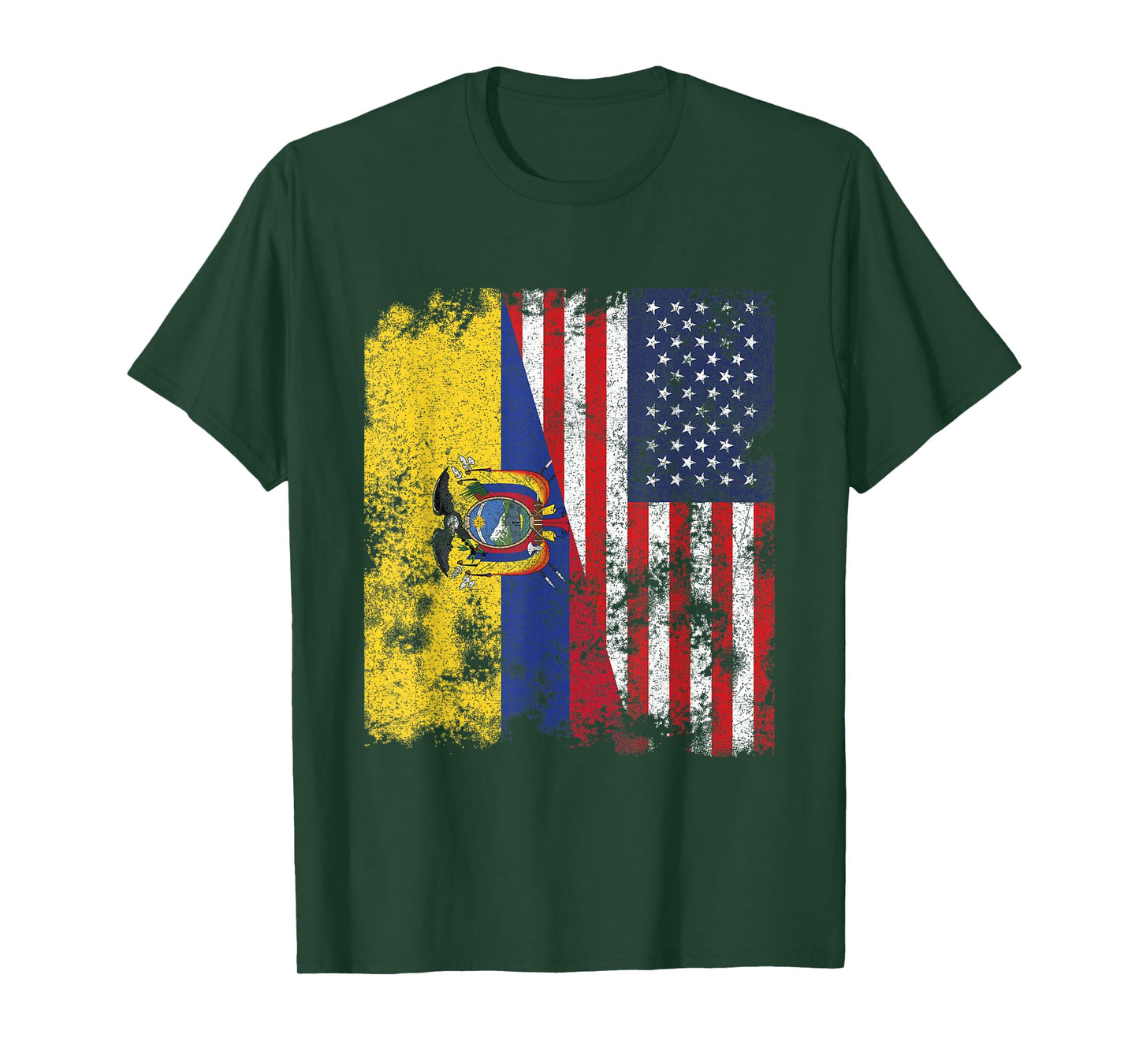 Ecuador USA Flag Distressed - Half American Women Kids Men T-Shirt