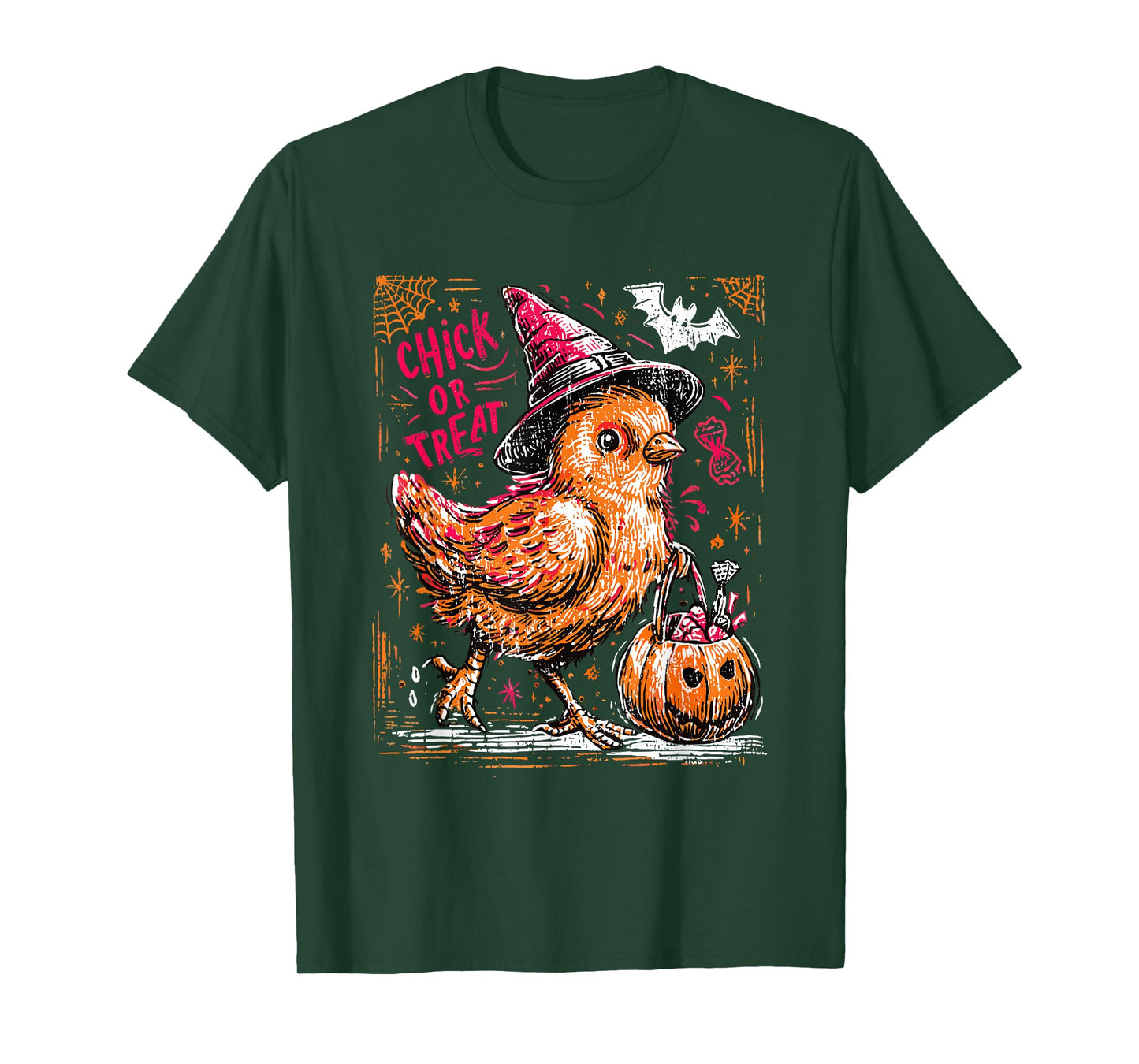 Chick or Treat Halloween Chicken Witch Fall Chicken Candy T-Shirt