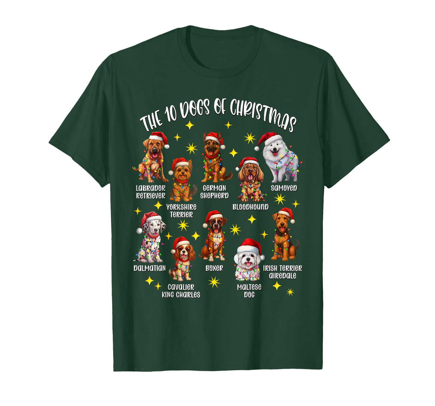 10 Dogs of Christmas Dogs Xmas Funny Dog Lover Christmas Dog T-Shirt