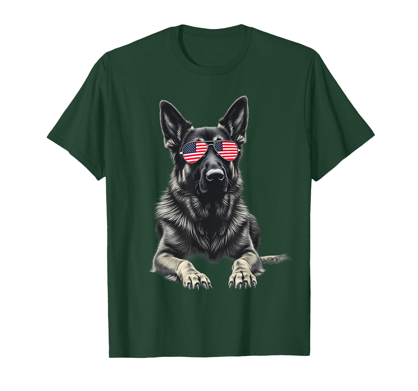 German Shepherd USA Flag Sunglasses Patriotic 4th of july T-Shirt