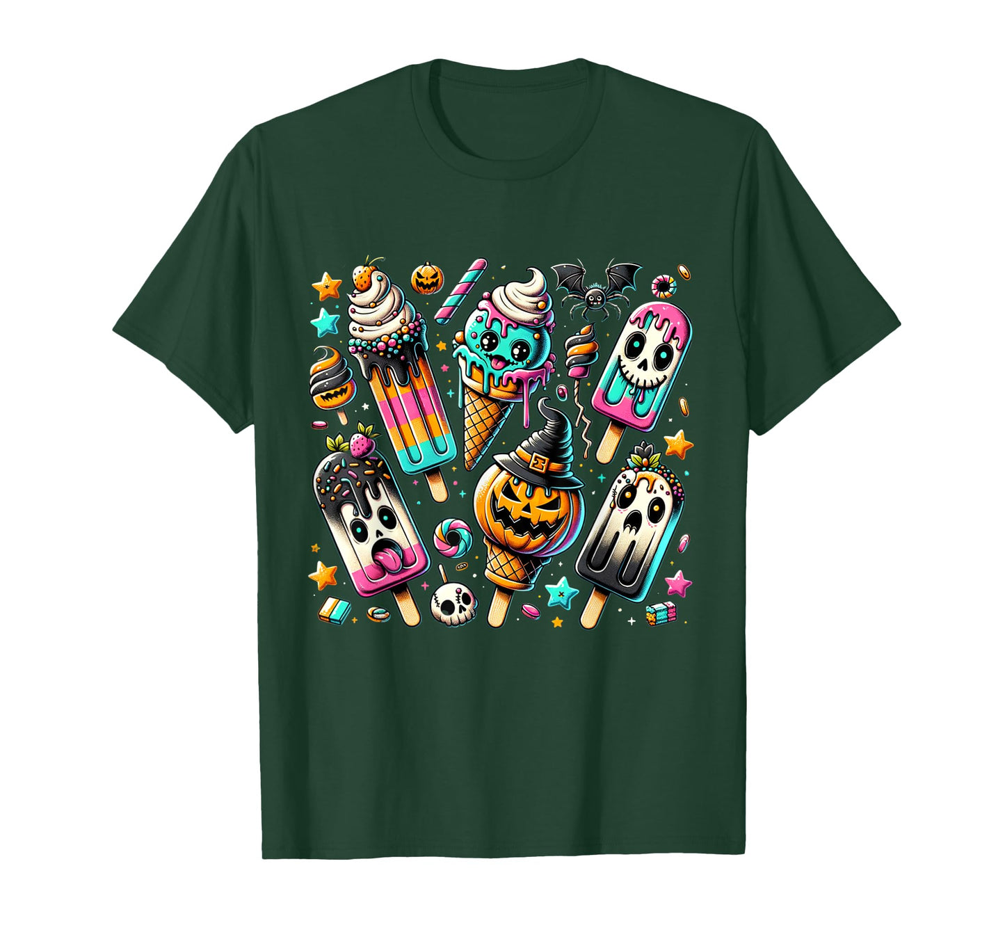 Vintage Horror Movie Summer Popsicle Halloween Summerween T-Shirt