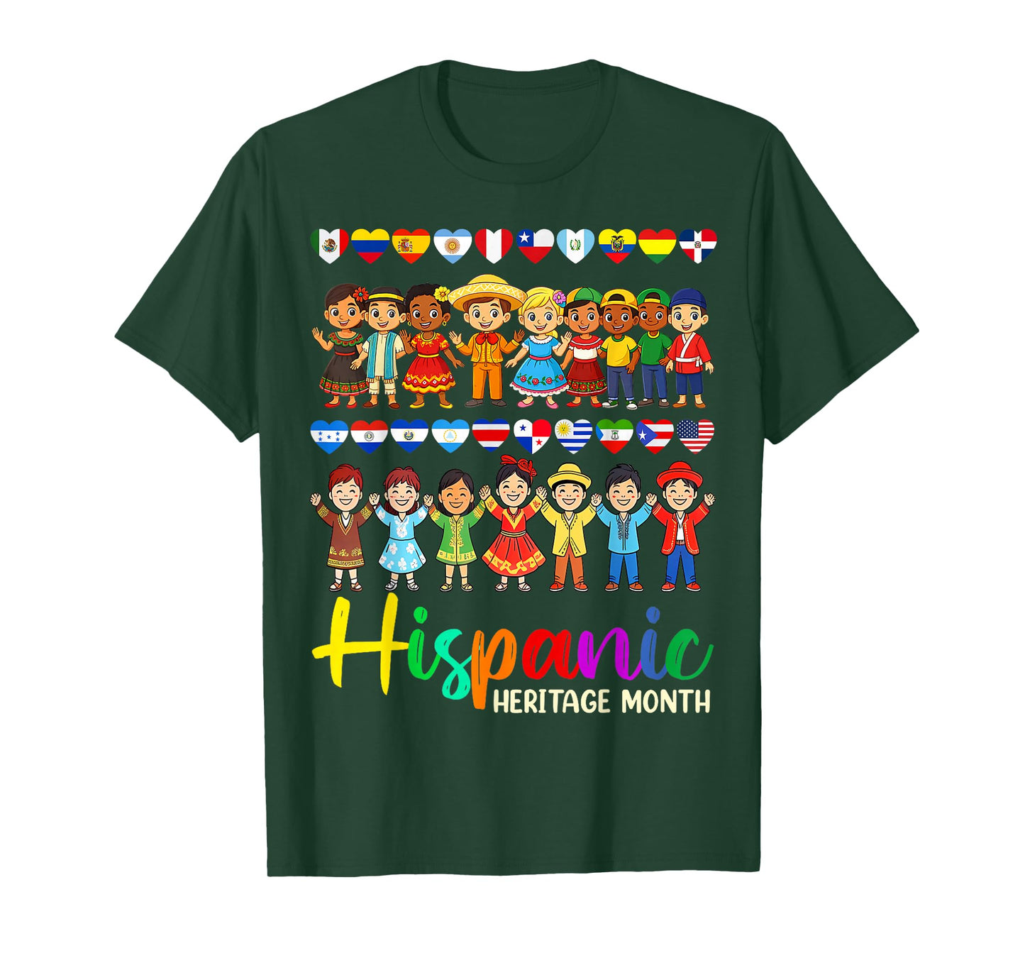 Hispanic Heritage Month Latin Countries Hands Heart Flags T-Shirt