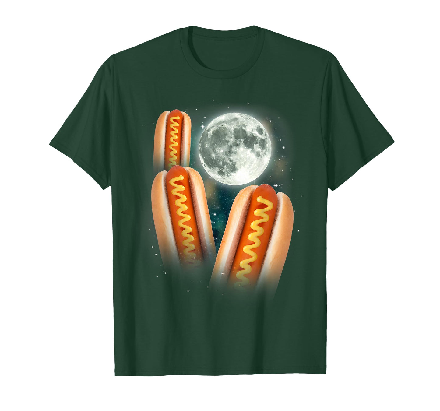 Three Glizzy Moon | Funny 3 Howling Hotdogs Cursed Meme T-Shirt