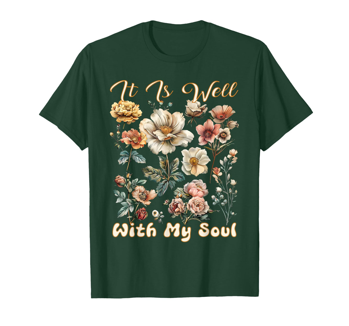 It Is Well With My Soul Inspired Faith Bible Wildflower Boho T-Shirt