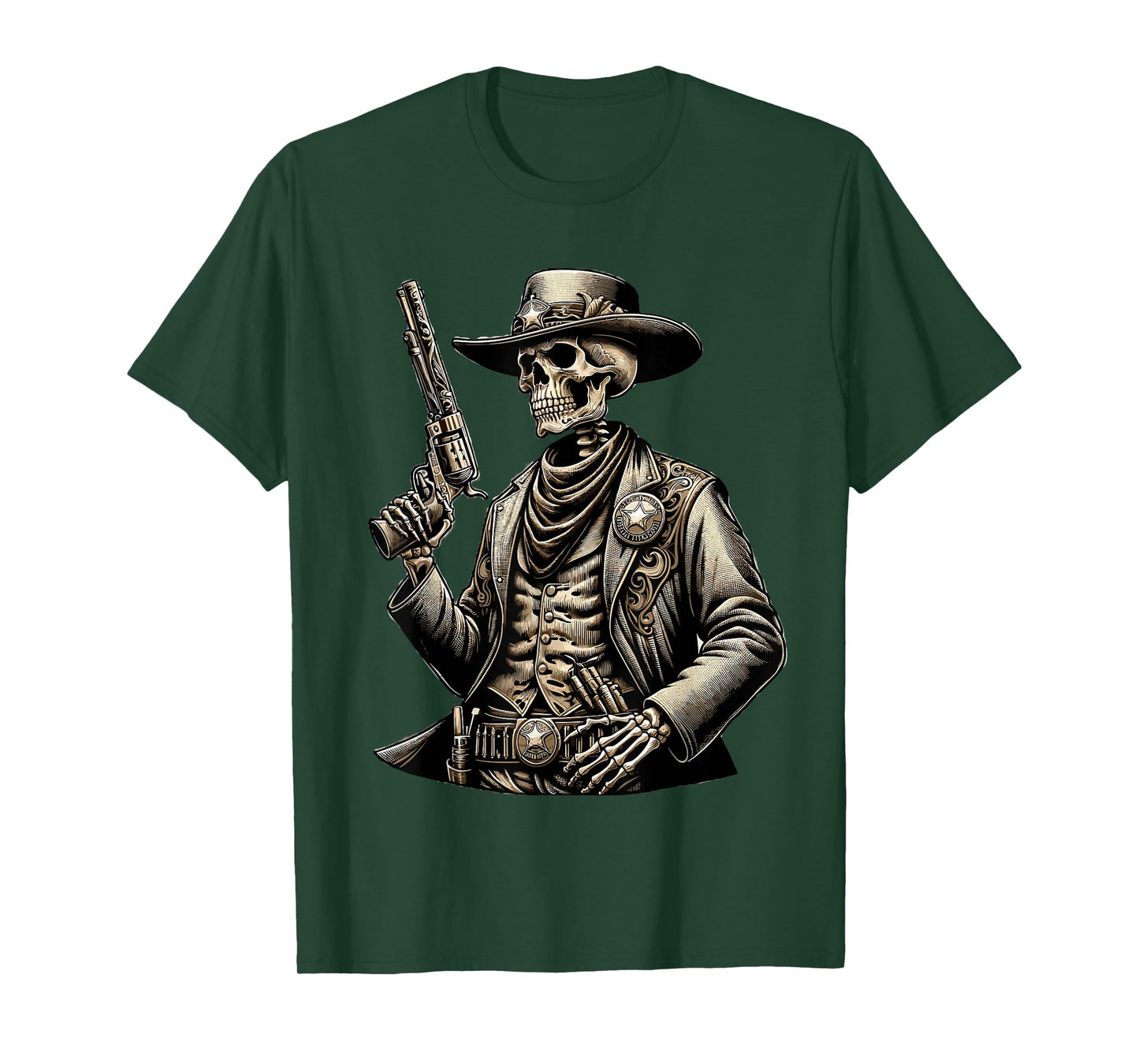 Skeleton Cowboy Gunslinger Outlaw Wild West T-Shirt