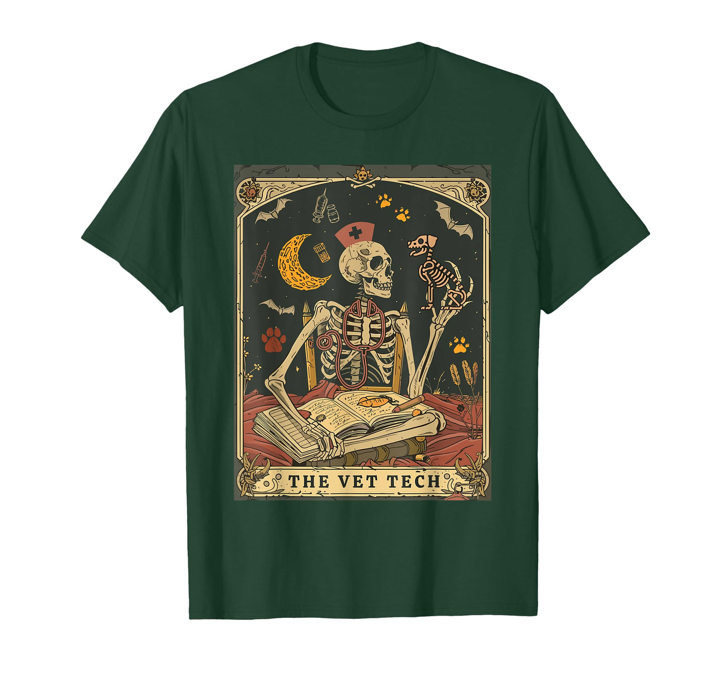 Veterinary Medicine Skeleton Tarot Vet Halloween Vet Staff T-Shirt