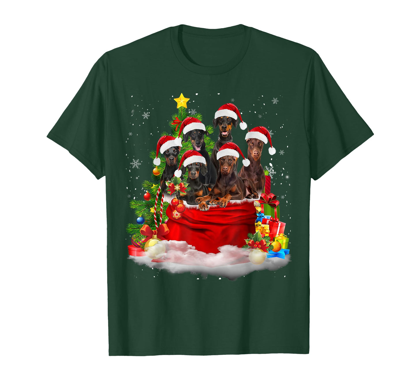 Doberman Pinscher Christmas Santa Claus Bag Christmas Pajama T-Shirt