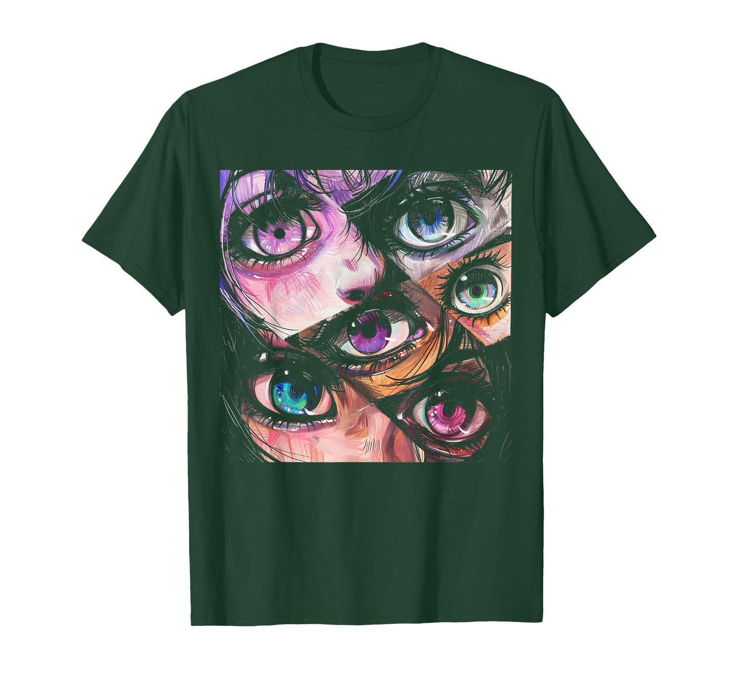 Anime Eyes Art Otaku Pastel Waifu Pink Grunge Alt Aesthetic T-Shirt