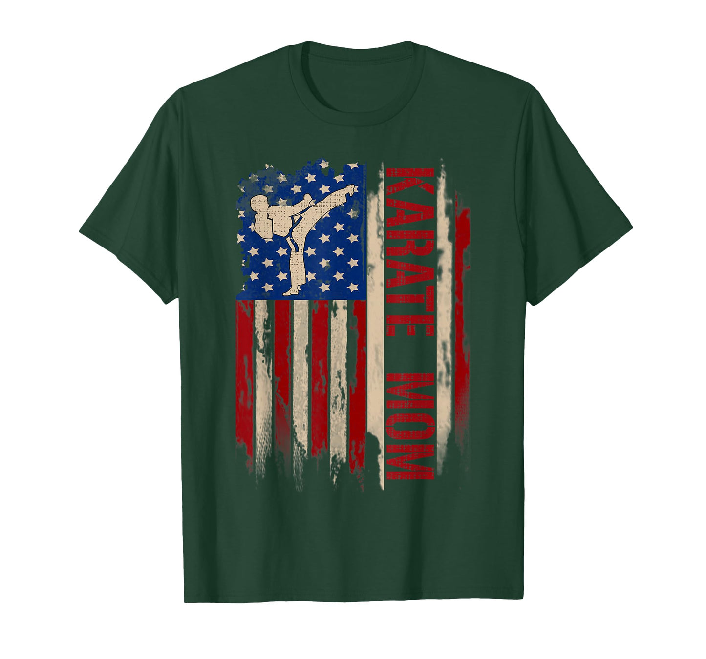 Vintage Karate Mom American USA Flag The Kick Gift T-Shirt
