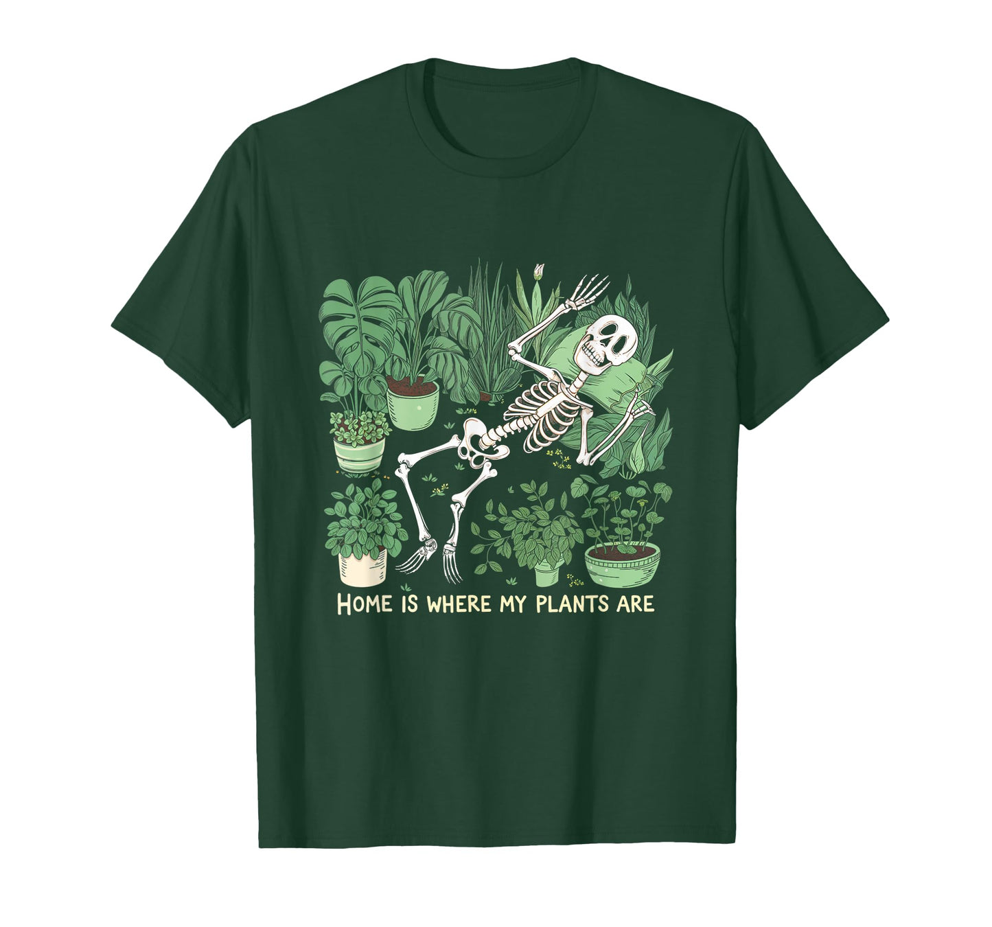 Where My Plants Are Plant Lover Skeleton T-Shirt