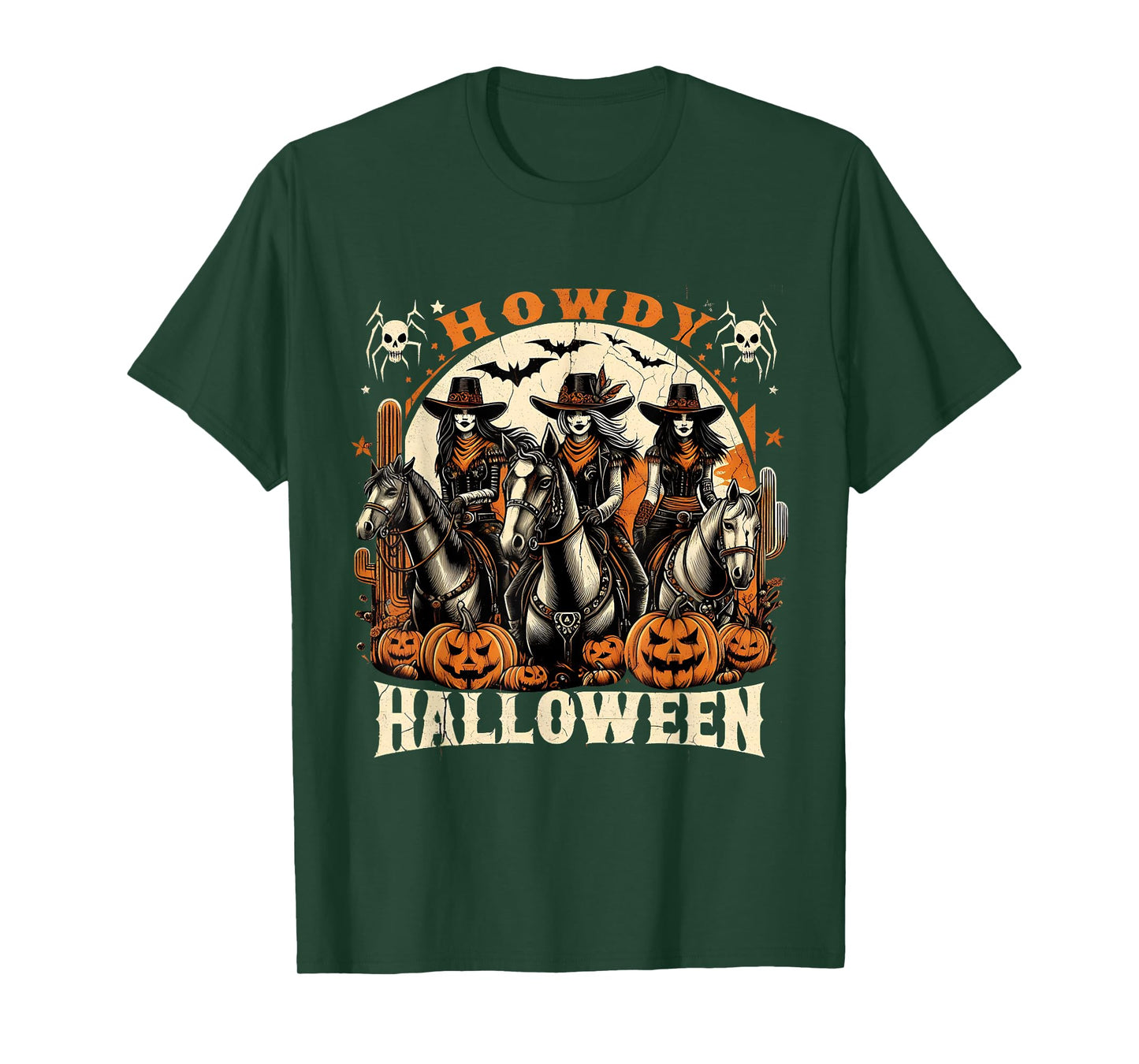 Howdy Halloween Western Cowgirls Spooky Pumpkins T-Shirt