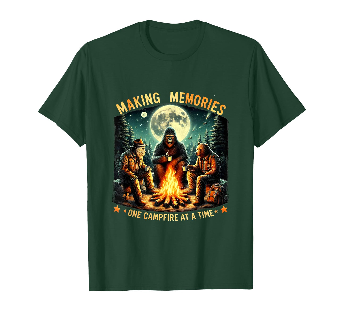 Retro Making Memories One Campfire At A Time Bigfoot Camping T-Shirt