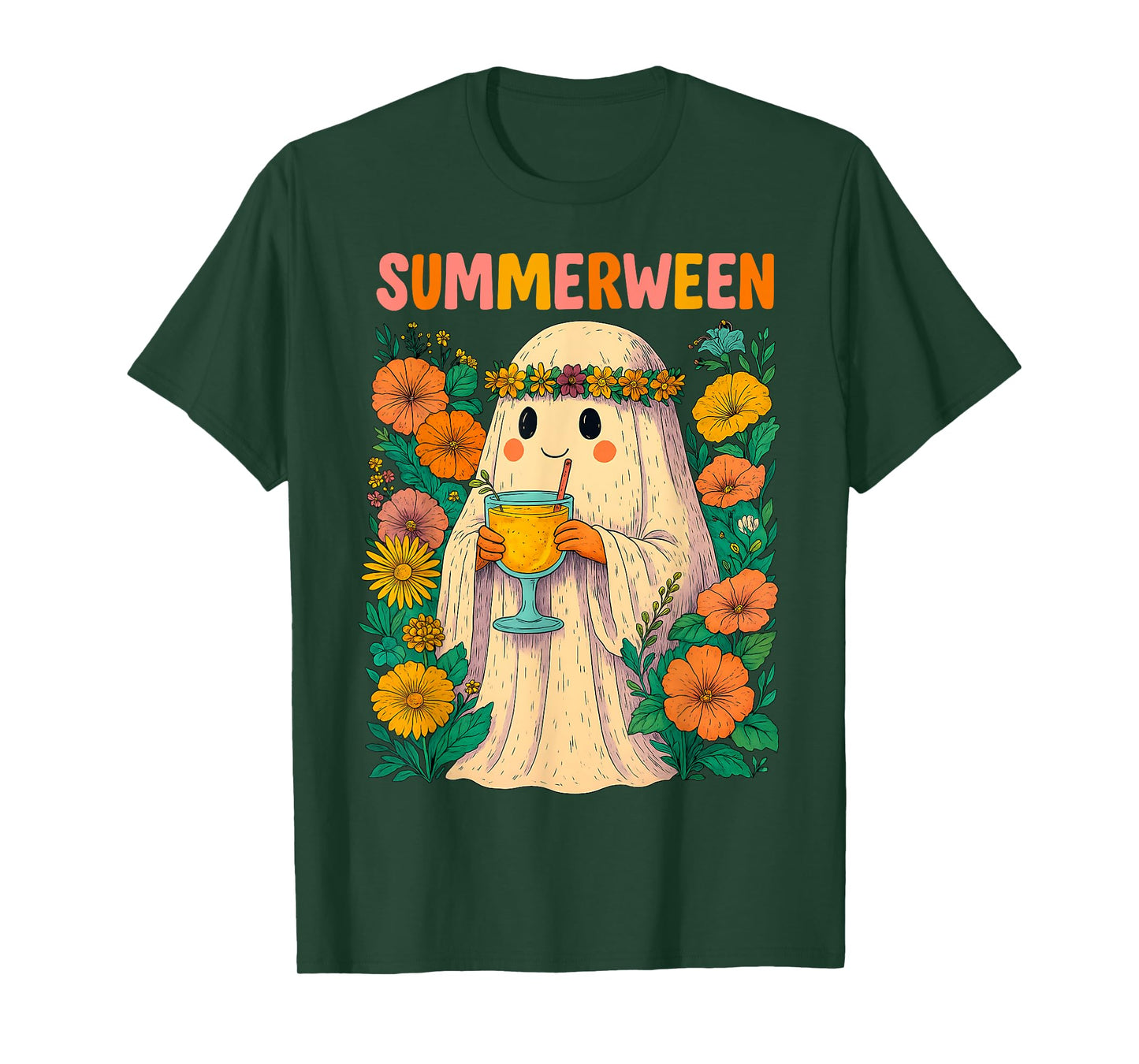 HUGvyn Halloween: Summerween Retro Ghost Beach Spooky Summer T-Shirt