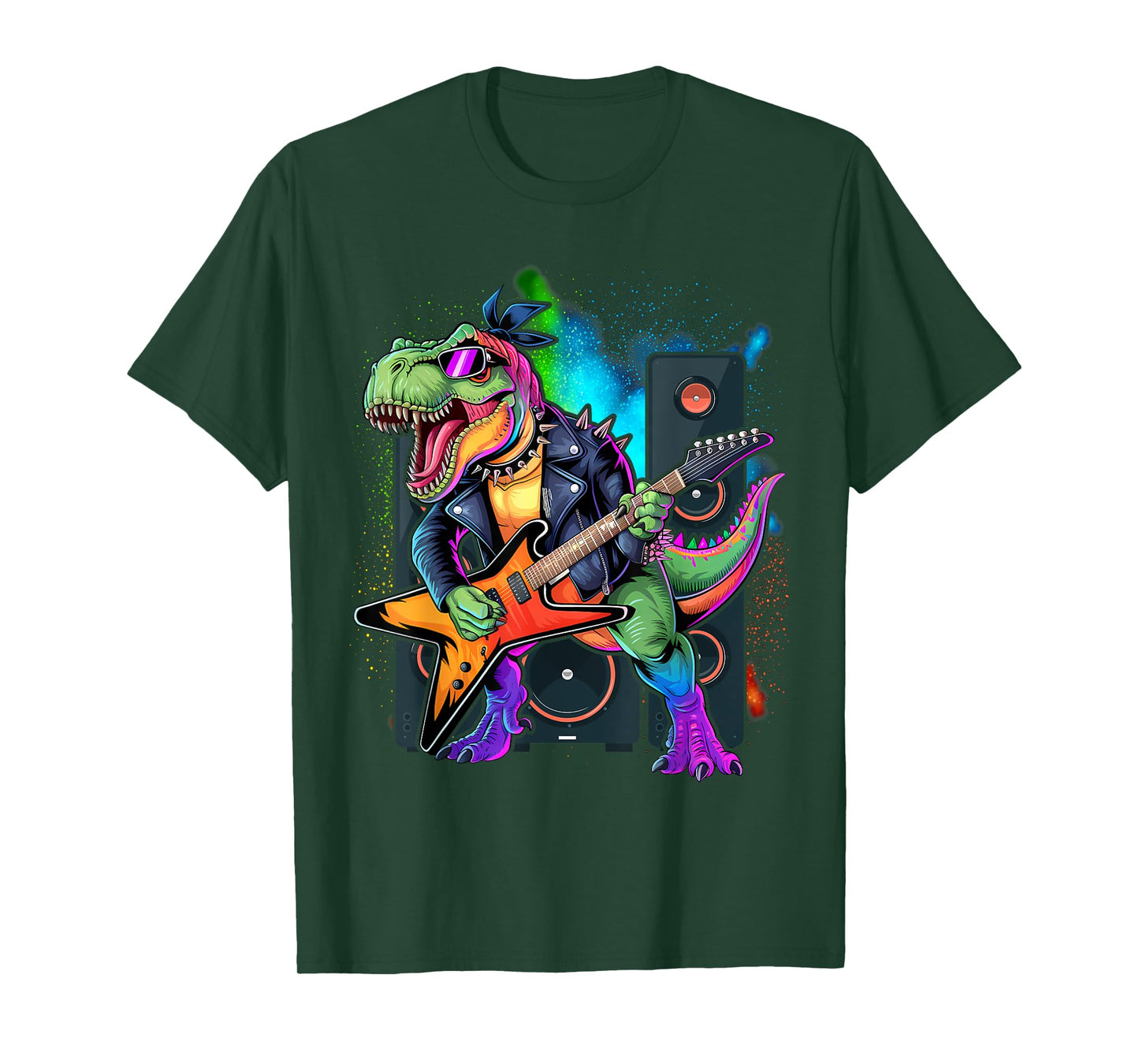 Funny Dinosaur, Rock'n Roll Goth Dino, Guitar Band T-Shirt