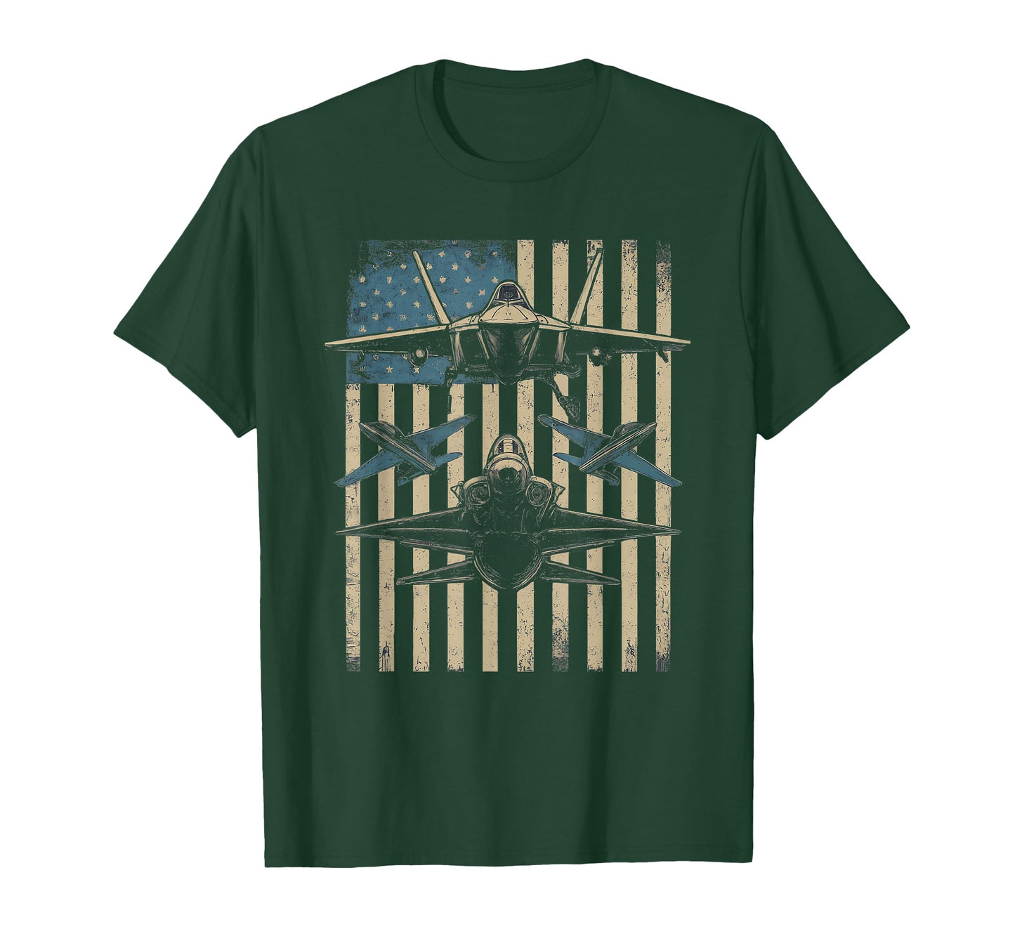 Flying Jets Grunge American Flag USA Patriotic 4th of July T-Shirt