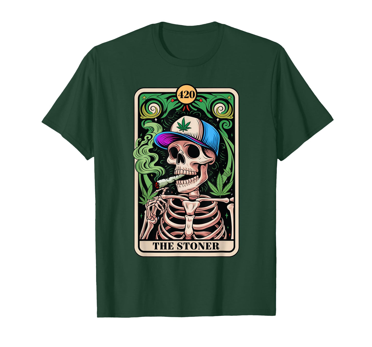 The Stoner Tarot Card Skeleton 420 Cannabis Weed Lover T-Shirt