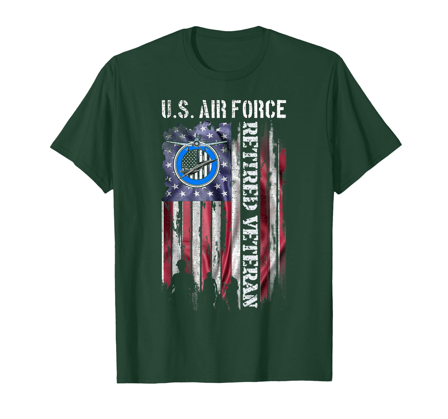 Vintage USA American Flag US Air Force Proud Retired Veteran T-Shirt