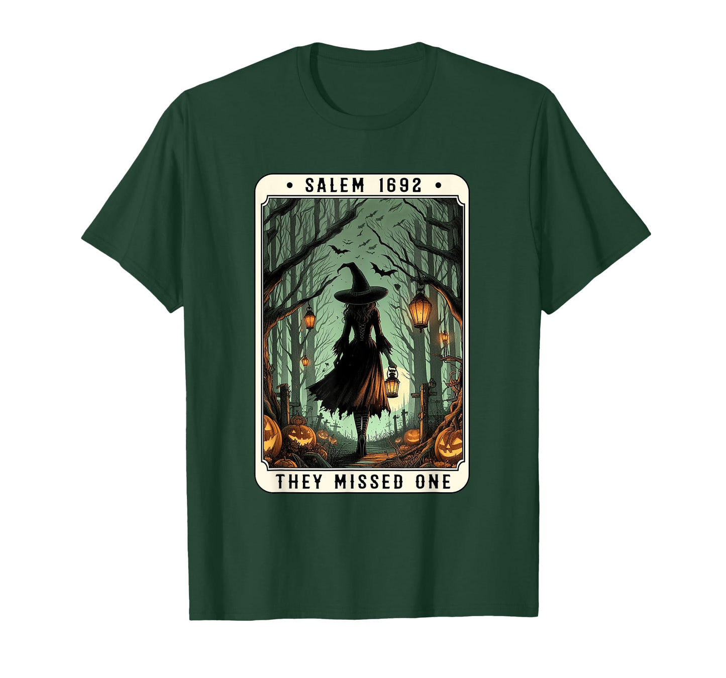 Salem 1692 Halloween Witch They Missed One Tarot Card Women T-Shirt