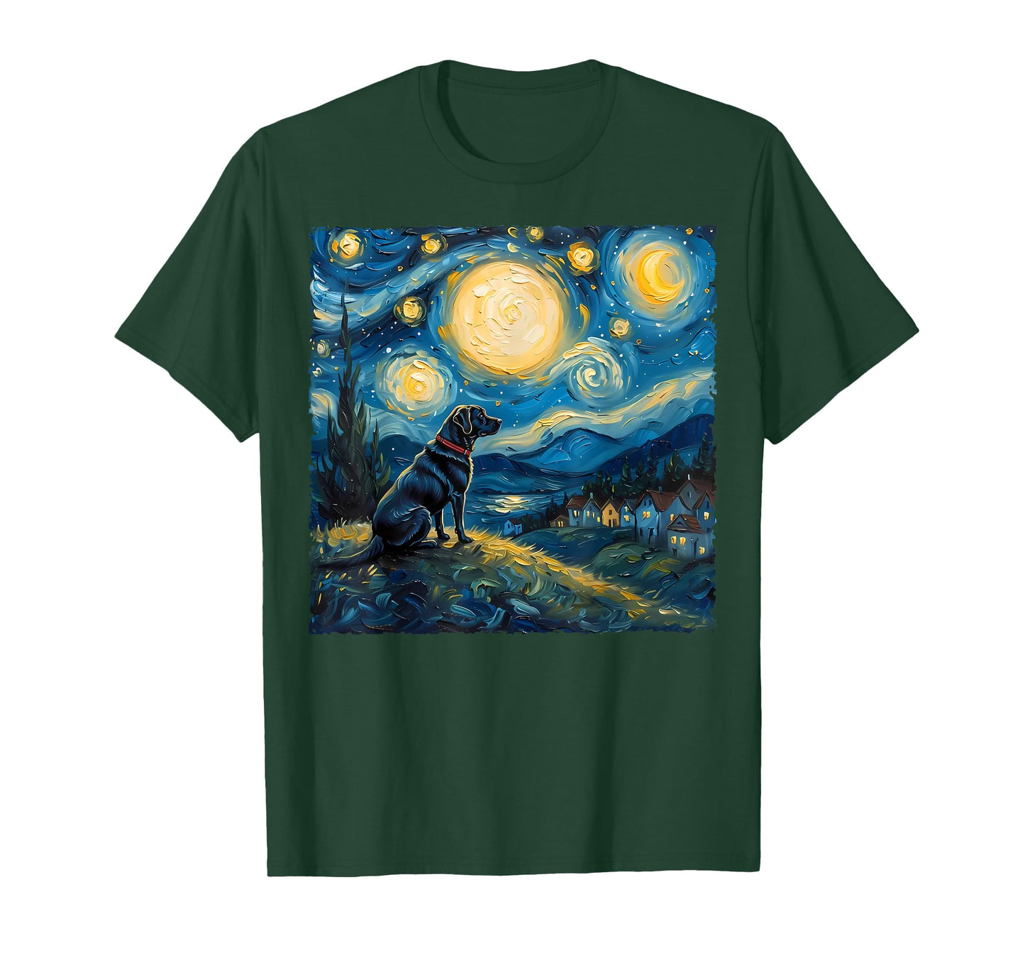 Labrador Retriever Dog Lovers Starry Night Van Gogh Style Men Women Kids T-Shirt