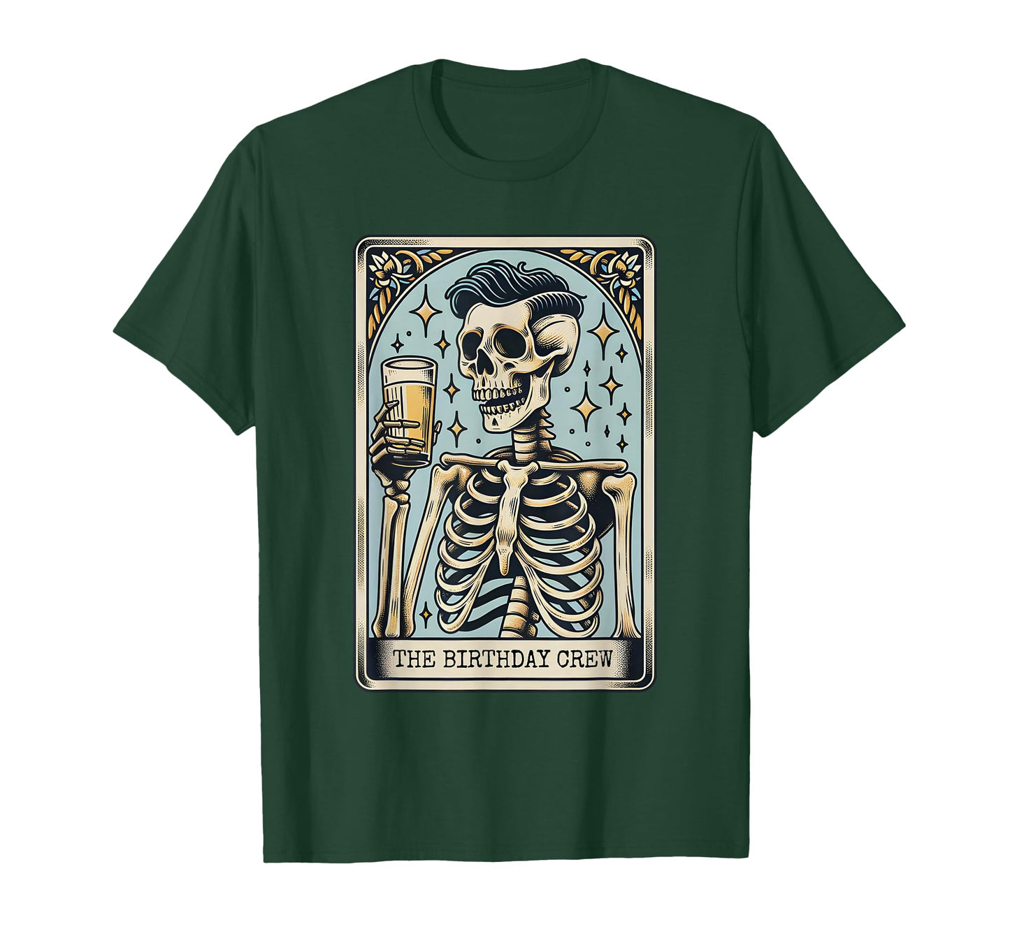 Birthday Crew Tarot Card, Funny Men Skeleton Happy Birthday T-Shirt